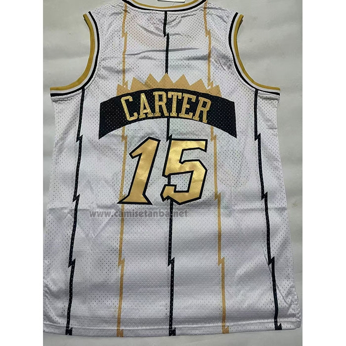 Camiseta Toronto Raptors Vince Carter #15 Mitchell & Ness 1998-99 Blanco Oro